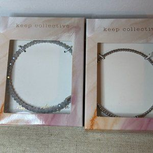 Stella & Dot Rebel Coil Bracelets - 1 silver, 1 semiprecious grey beads
